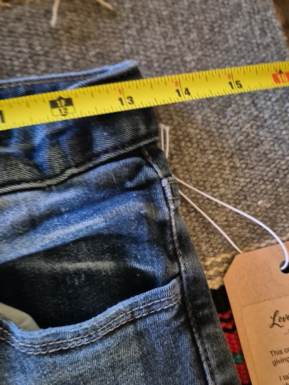 ExPressJeansRepurposed "LoveMeTwice"BellBottom Jeans.sz2 R. W13"×30" 7rise(1670A - Picture 10 of 16